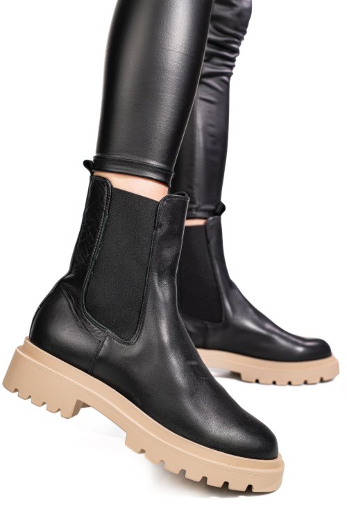 Fekete természetes bőr bakancs 5s7h2132465