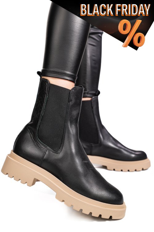 Fekete természetes bőr bakancs 5s7h2132465