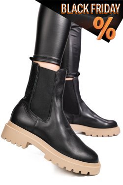 Fekete természetes bőr bakancs 5s7h2132465