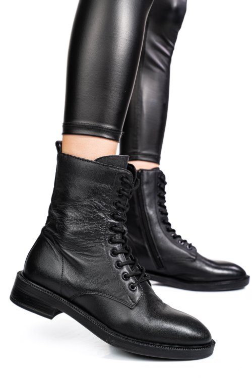 Fekete természetes bőr bakancs 5s7h3130132