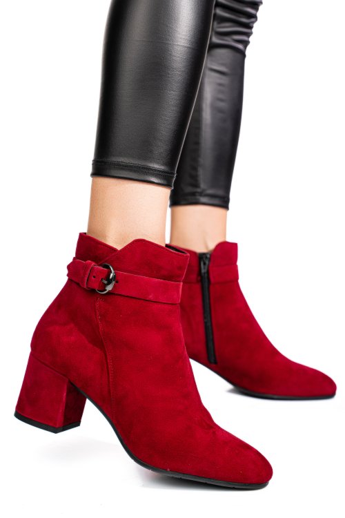 Piros fordított bőr bokacsizma 5s7h0132052