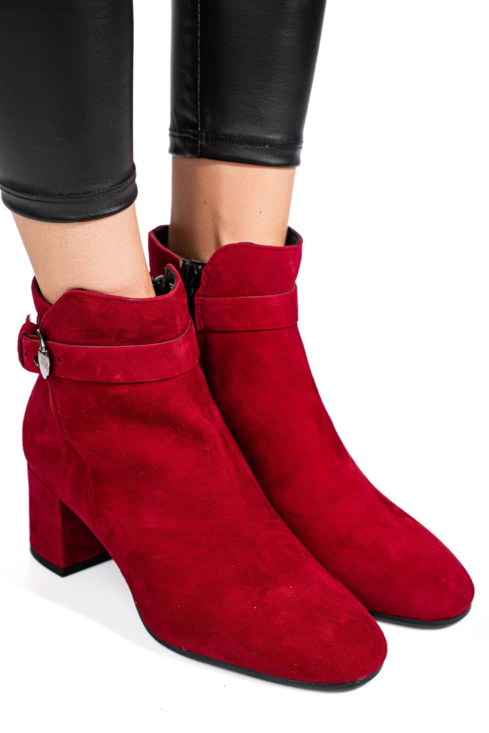 Piros fordított bőr bokacsizma 5s7h0132052