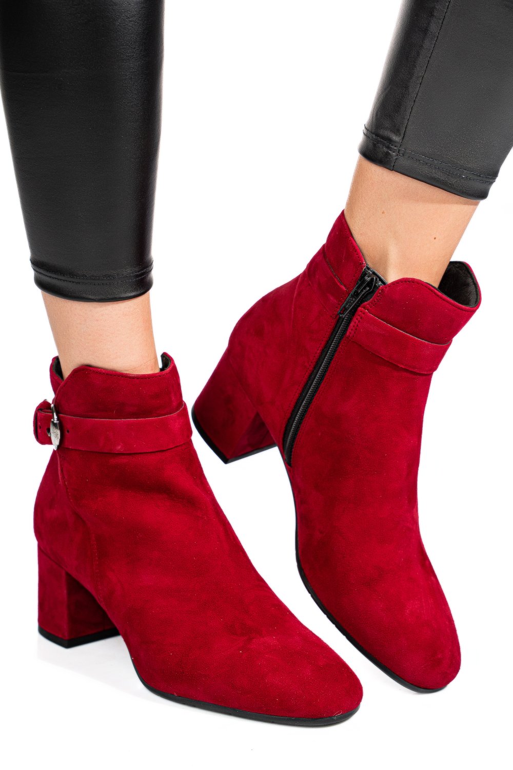 Piros fordított bőr bokacsizma 5s7h0132052