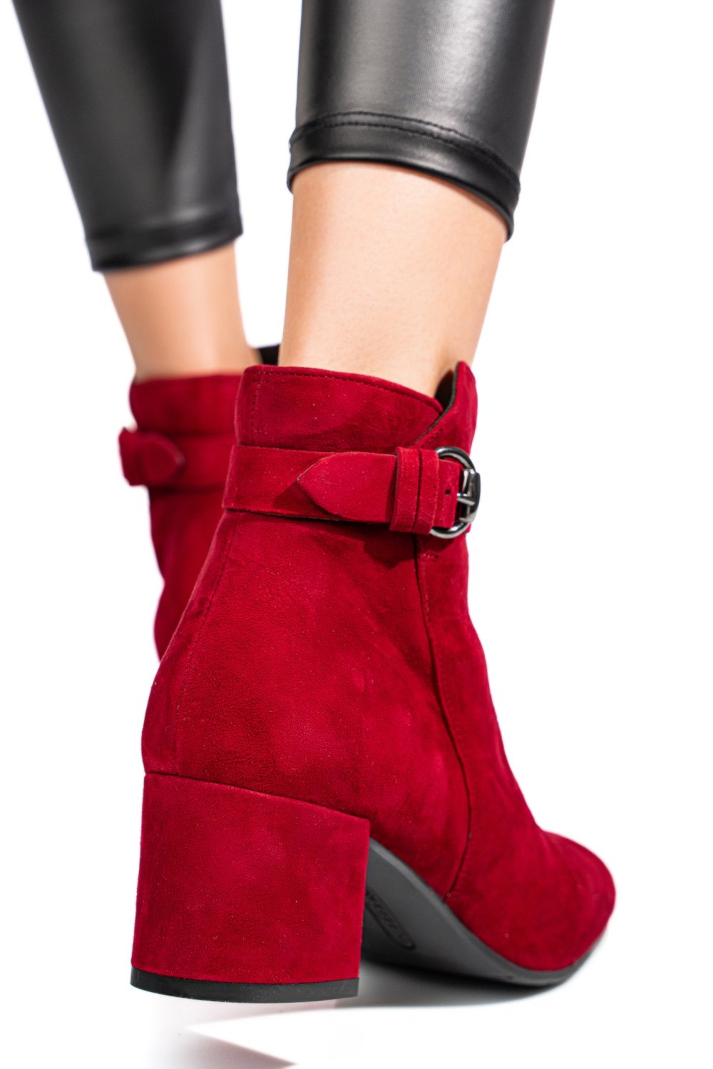 Piros fordított bőr bokacsizma 5s7h0132052