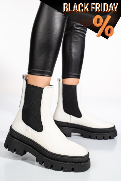 Fehér természetes bőr bakancs 5s7h2132507