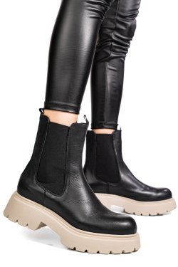 Fekete természetes bőr bakancs 5s7h2132459