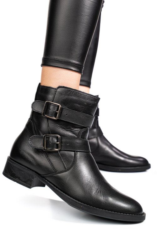 Fekete természetes bőr bakancs 5s7h0130303