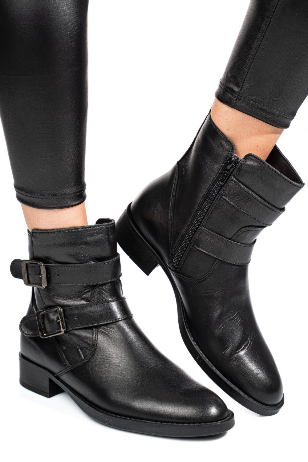 Fekete természetes bőr bakancs 5s7h0130303