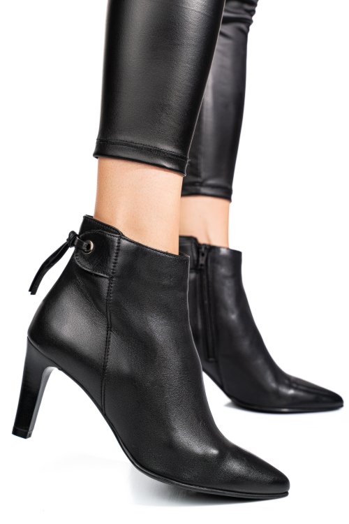 Fekete természetes bőr bokacsizma 5s7h0132040