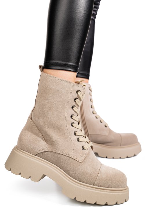 Bézs természetes bőr bakancs 5s7h2132462