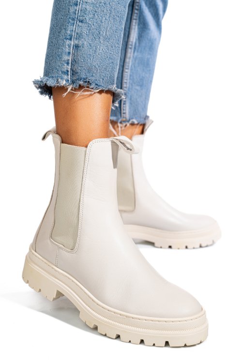 Bézs természetes bőr bakancs 5s7h2132474