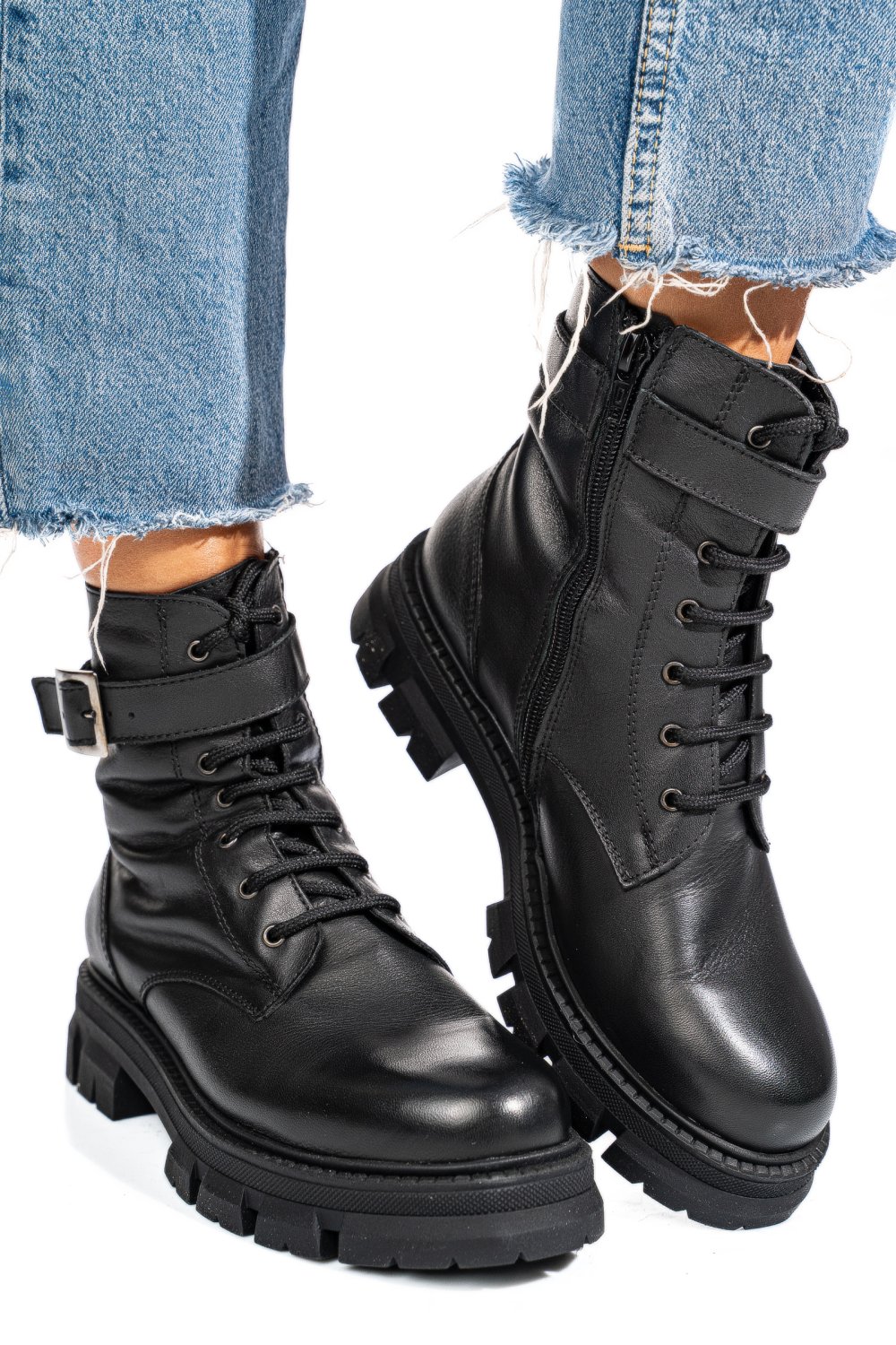 Fekete természetes bőr bakancs 5s7h3132281