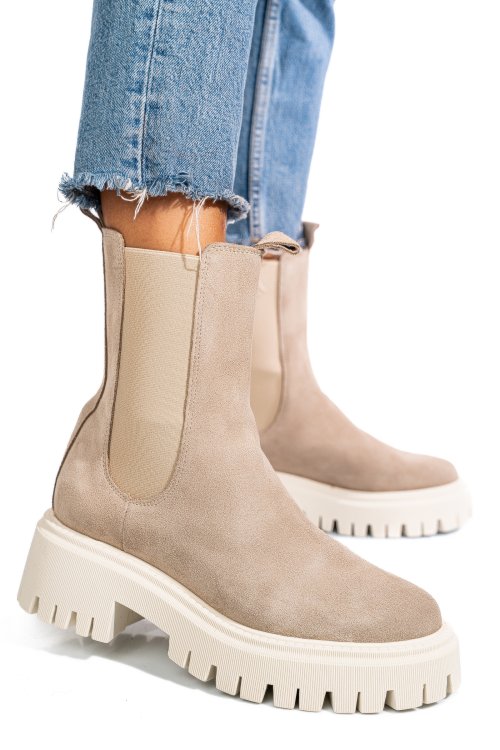 Bézs fordított bőr bakancs 5s7h2132450