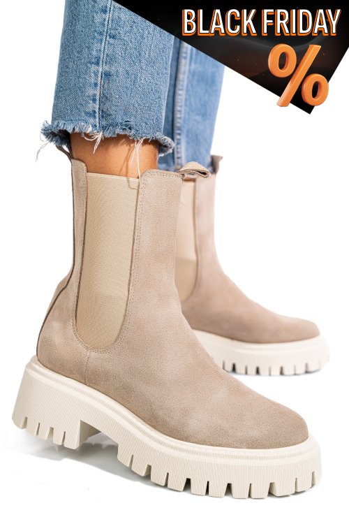 Bézs fordított bőr bakancs 5s7h2132450