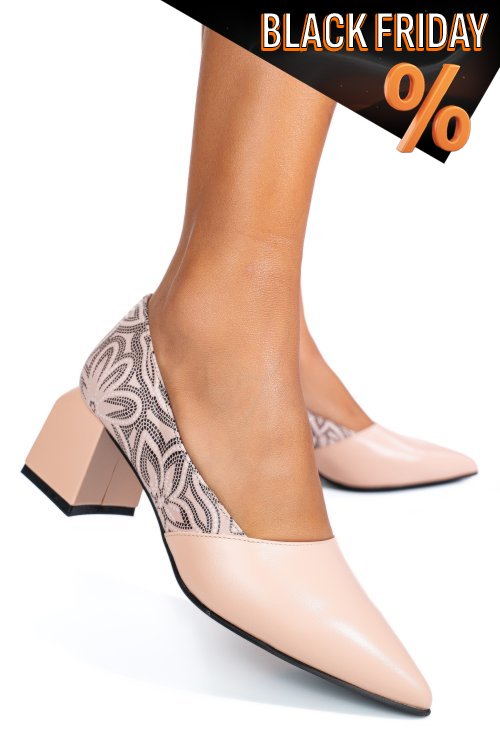 Bézs természetes bőr magassarkú cipők 5s7h460