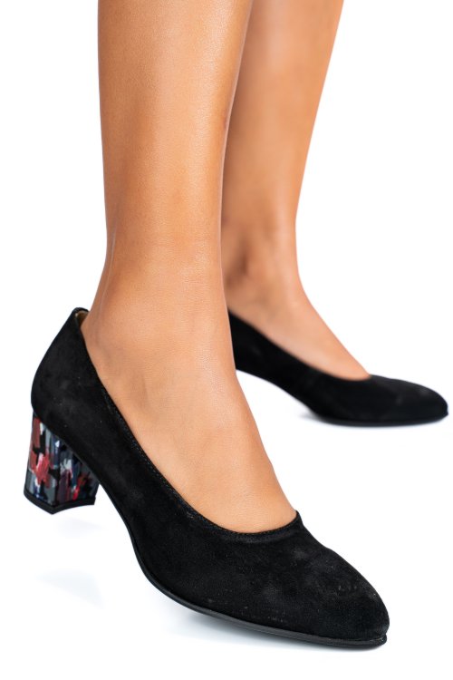 Fekete fordított bőr magassarkú cipők 1s7h500