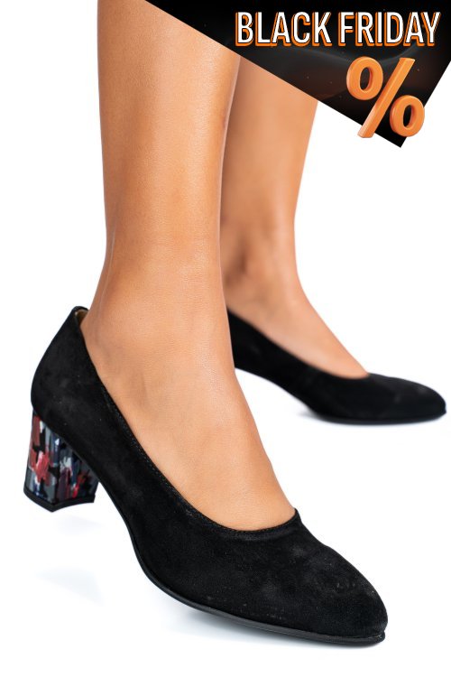 Fekete fordított bőr magassarkú cipők 1s7h500