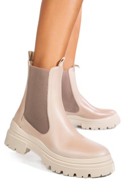 Bézs természetes bőr bakancs 5s7h2132506