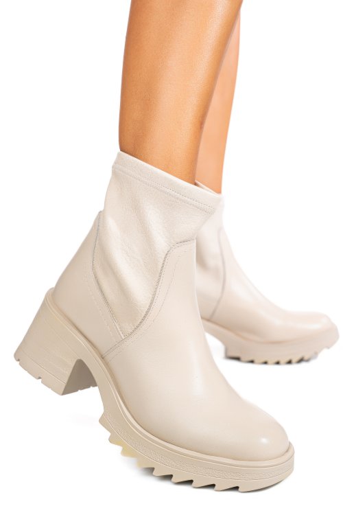 Bézs természetes bőr bakancs 5s7h2132504