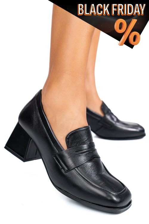 Fekete természetes bőr magassarkú cipők ts7him270