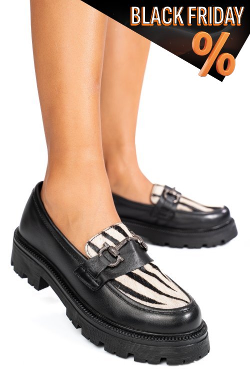 Fekete természetes bőr női lapos cipők ts7him290