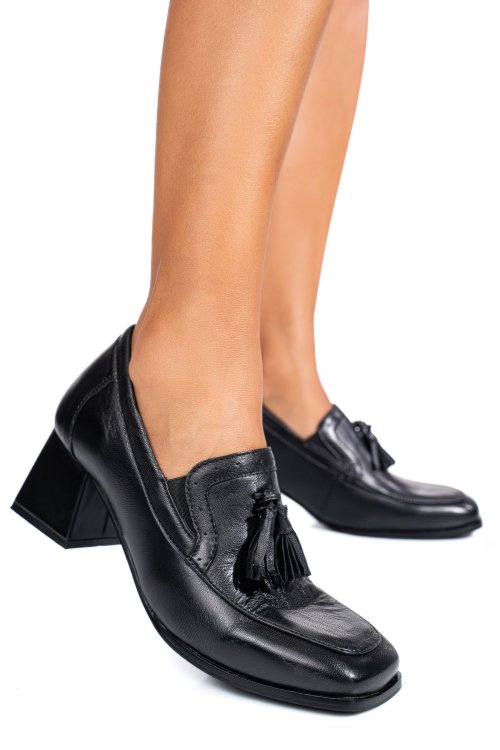 Fekete természetes bőr magassarkú cipők ts7him272