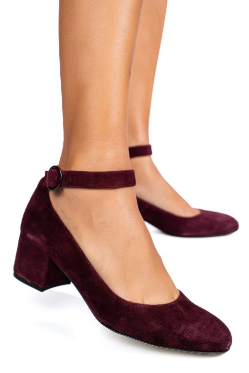 Bordó fordított bőr magassarkú cipők as7hlyssa