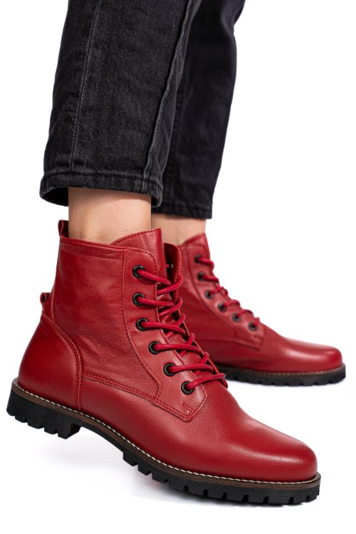 Piros természetes bőr bakancs 5s7h3130006