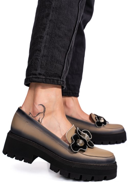 Bézs természetes bőr női lapos cipők 2s7h23