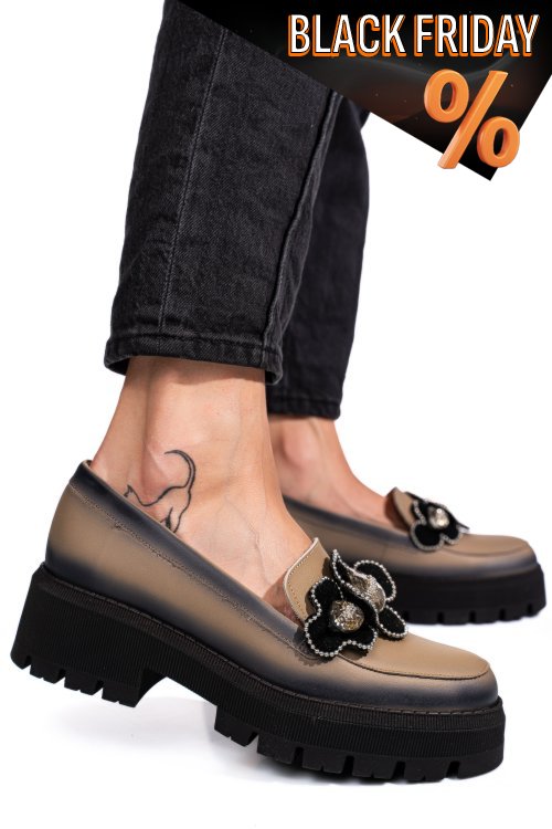 Bézs természetes bőr női lapos cipők 2s7h23