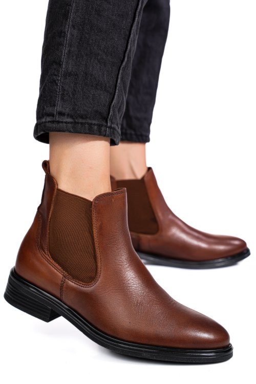 Barna természetes bőr bakancs 5s7h2130119