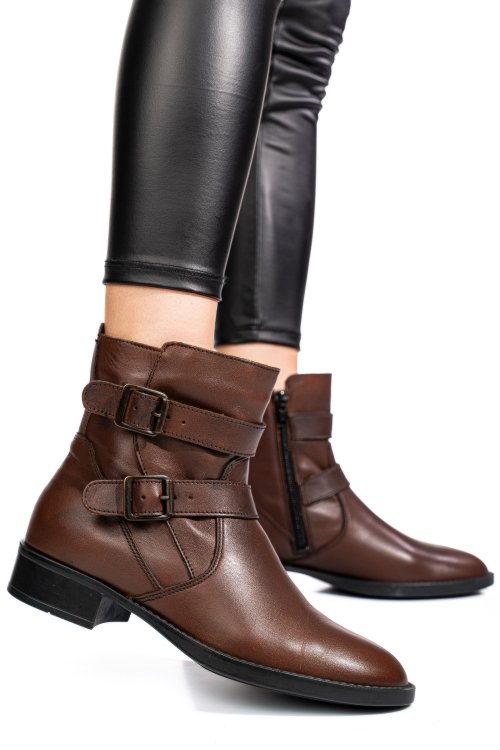 Barna természetes bőr bakancs 5s7h0130307