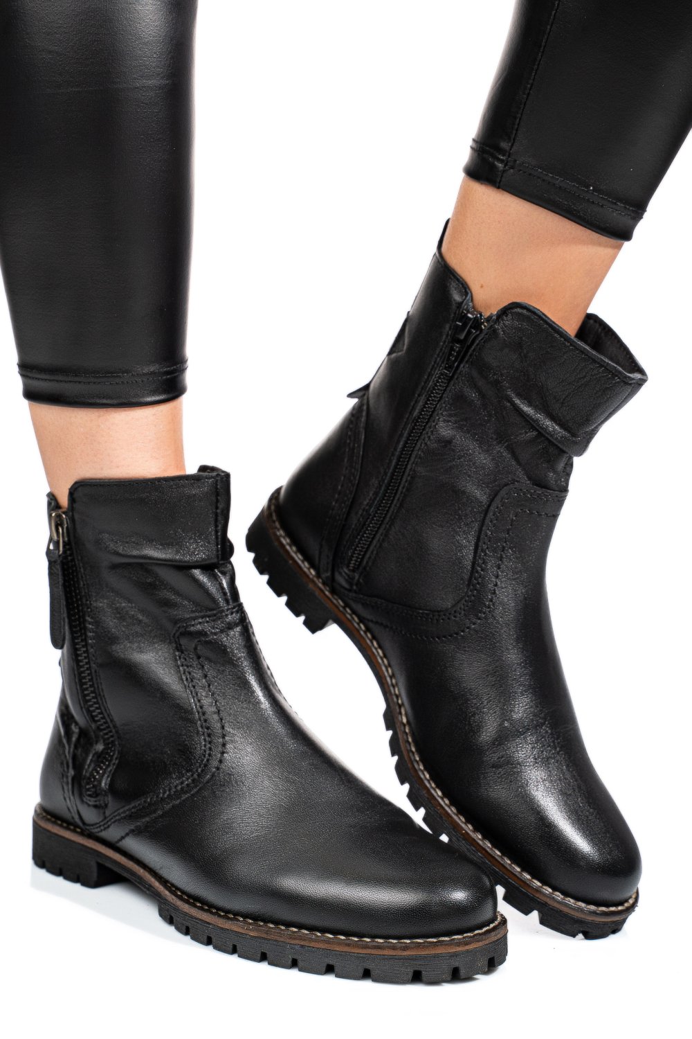 Fekete természetes bőr bakancs 5s7h3130143
