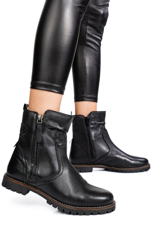 Fekete természetes bőr bakancs 5s7h3130143