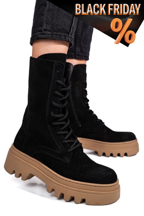 Fekete fordított bőr bakancs 5s7h2132500