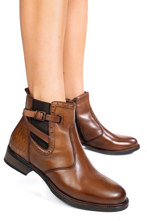 Barna természetes bőr bakancs 5s7h0130003