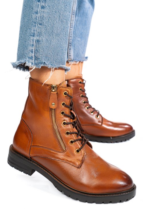 Barna természetes bőr bakancs 5s7h3130140