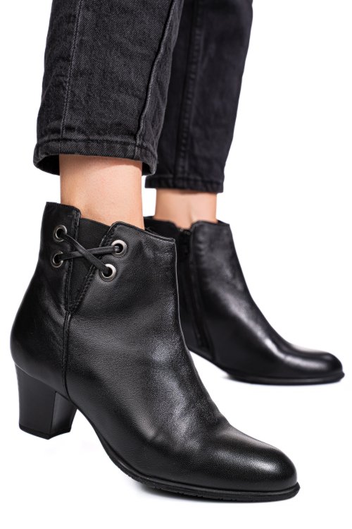 Fekete természetes bőr bokacsizma 5s7h3132010