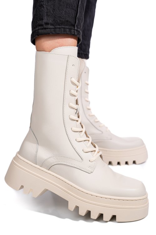 Bézs természetes bőr bakancs 5s7h2132499