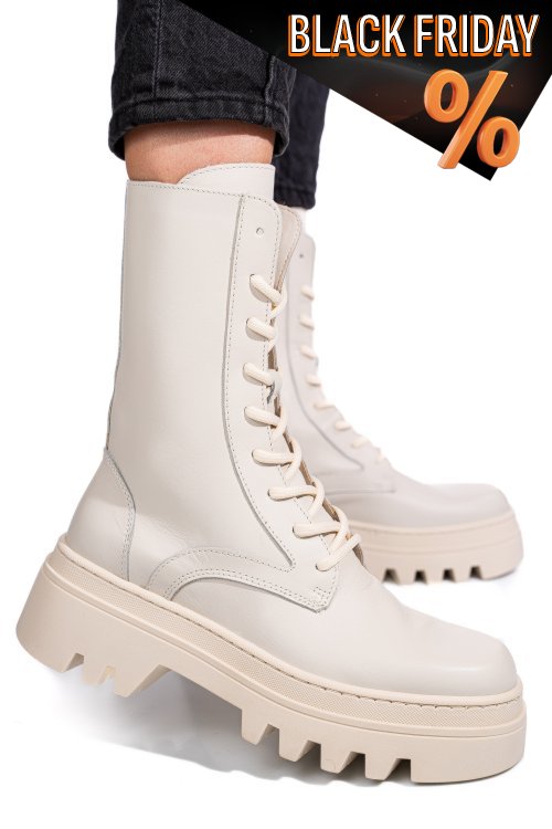 Bézs természetes bőr bakancs 5s7h2132499