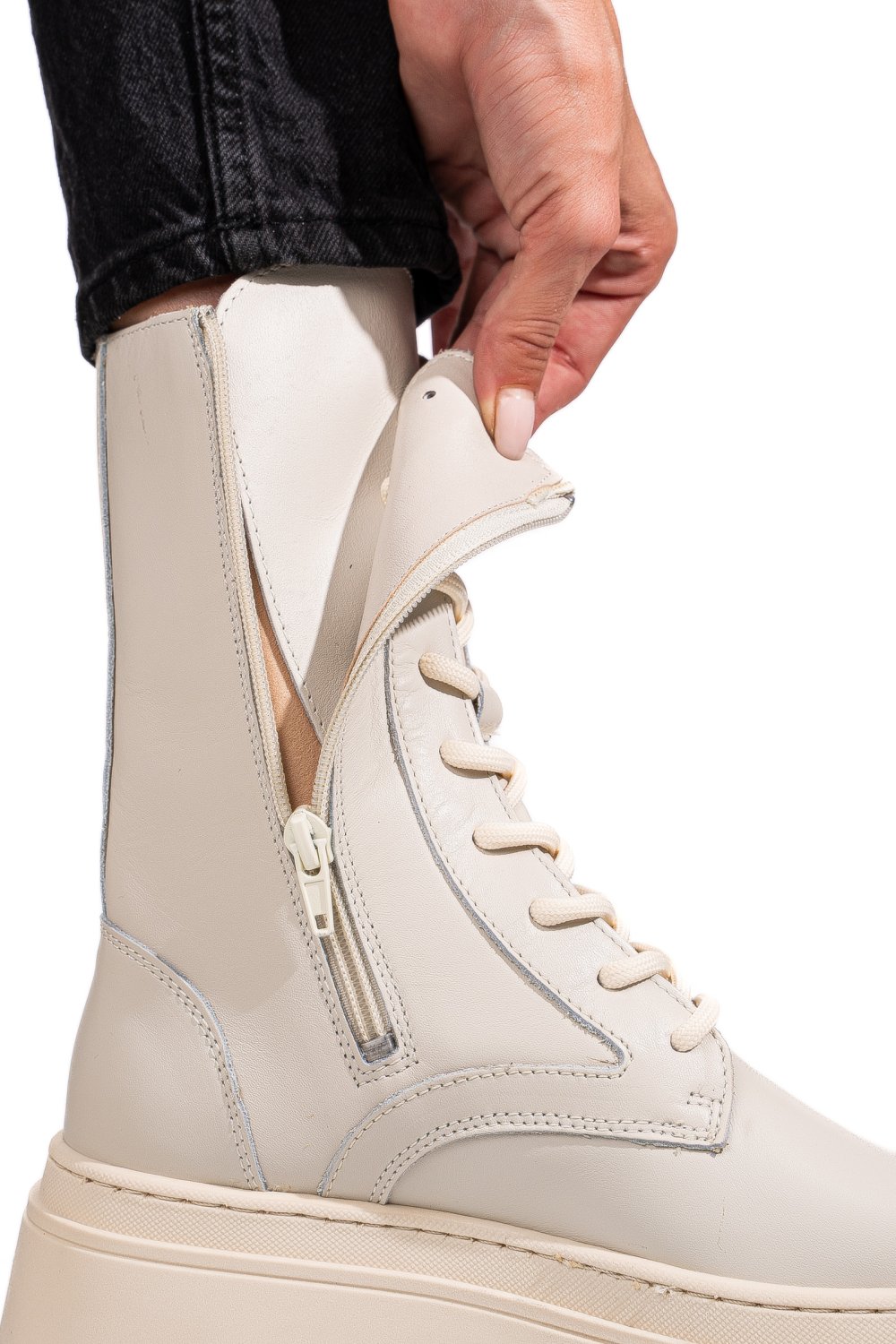 Bézs természetes bőr bakancs 5s7h2132499