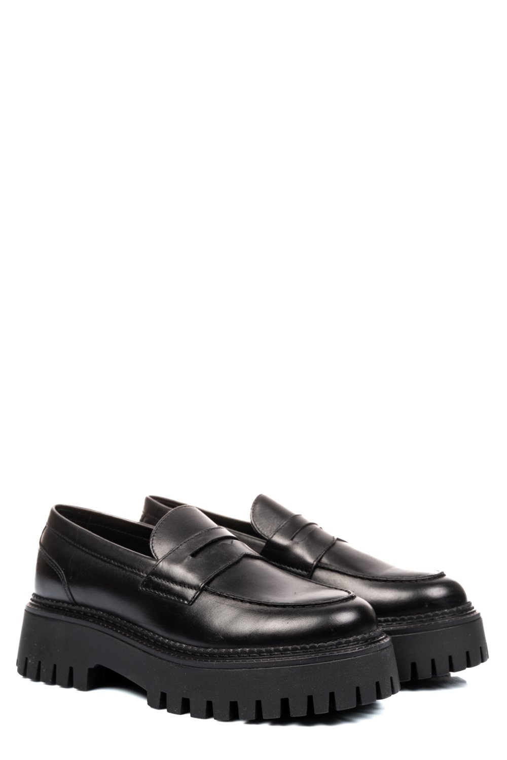 Fekete természetes bőr női lapos cipők ws7hs-401r19