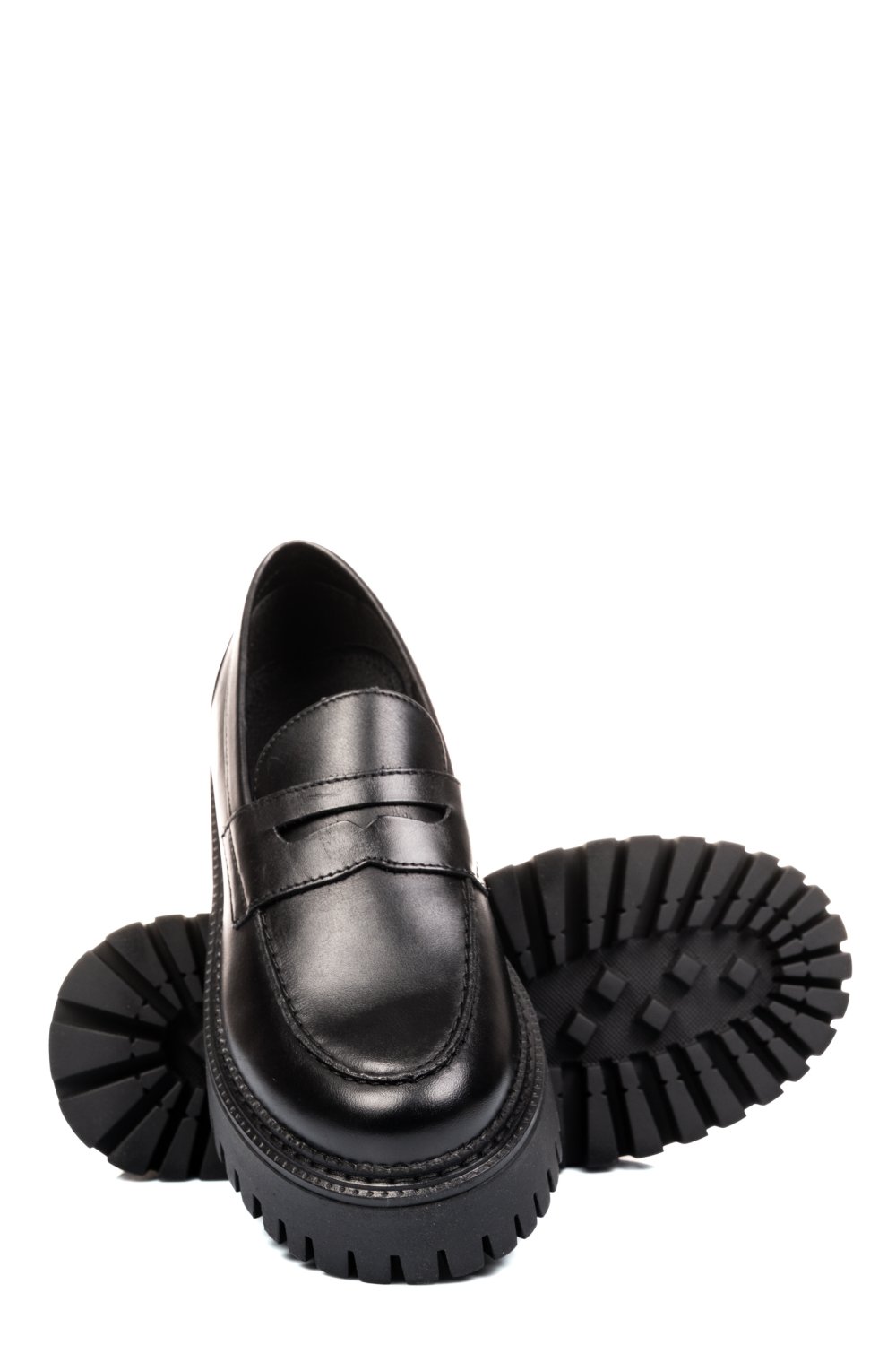 Fekete természetes bőr női lapos cipők ws7hs-401r19