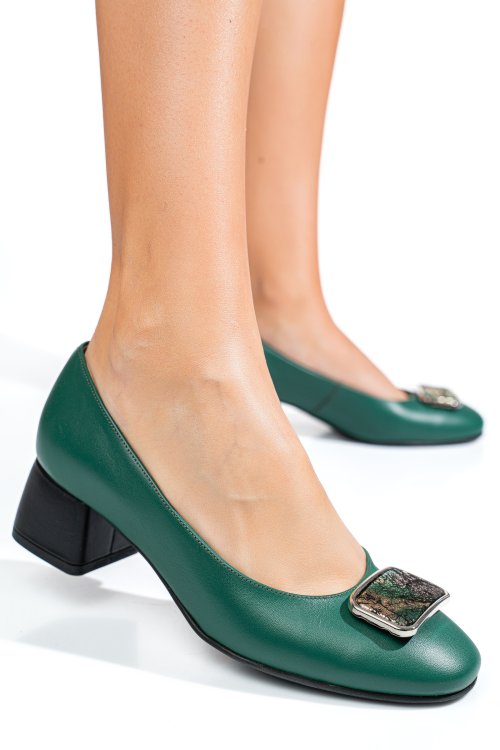Zöld természetes bőr magassarkú cipők 5s7h544