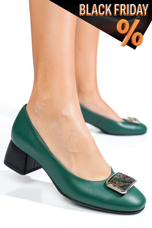 Zöld természetes bőr magassarkú cipők 5s7h544