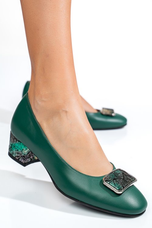 Zöld természetes bőr magassarkú cipők 5s7h444