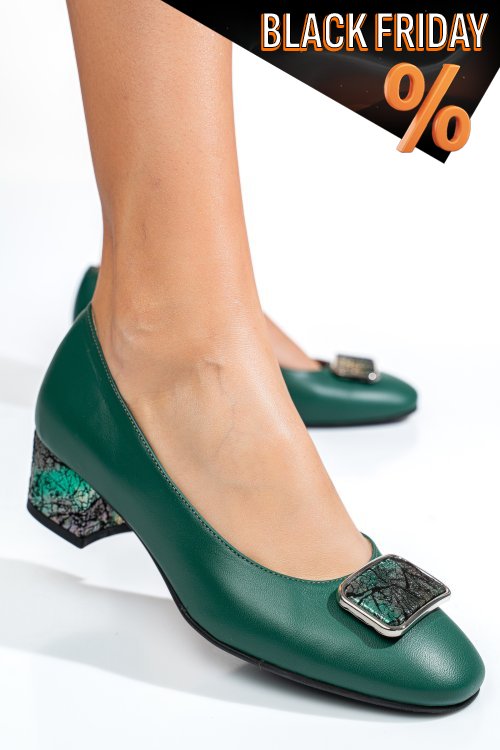 Zöld természetes bőr magassarkú cipők 5s7h444