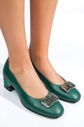 Zöld természetes bőr magassarkú cipők 5s7h444