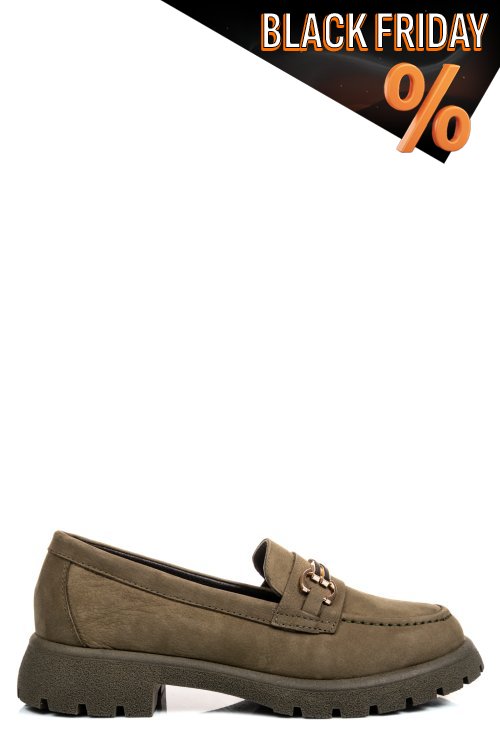 Khaki természetes bőr női lapos cipők 4s7h258