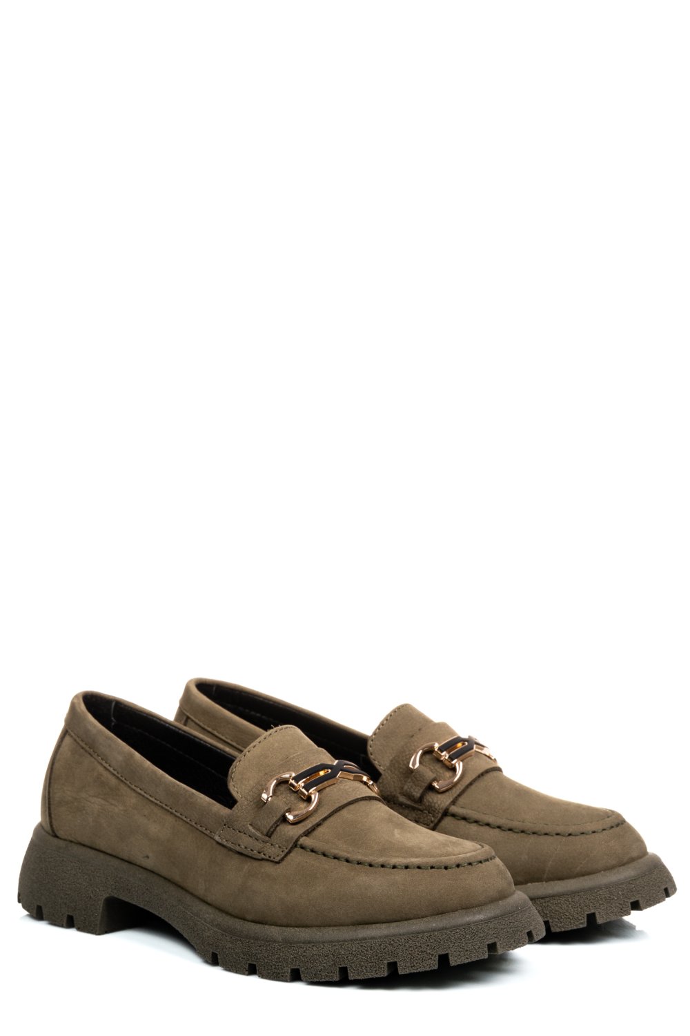 Khaki természetes bőr női lapos cipők 4s7h258